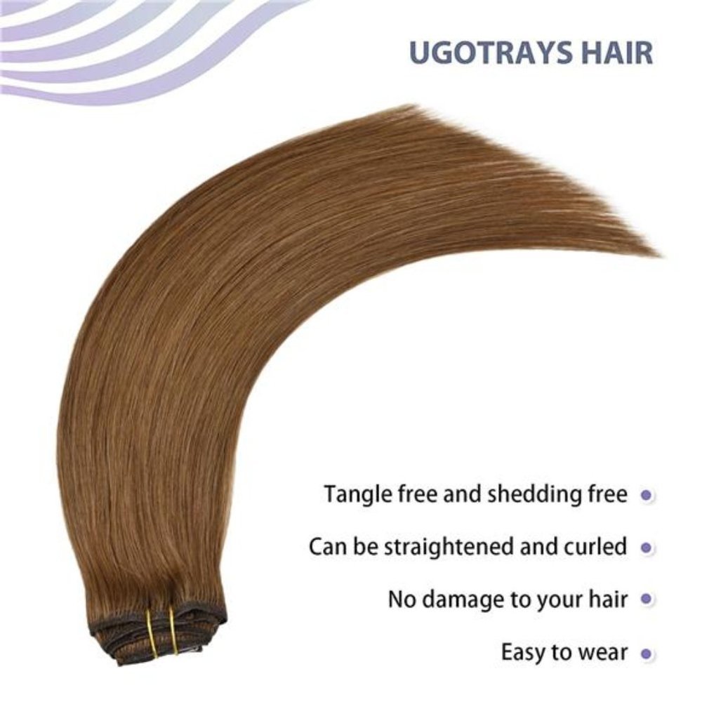 Clip in Hair Extensions, Chestnut Brown Hair Extensions 15 Inch Double Weft 70g - Picture 2 of 6